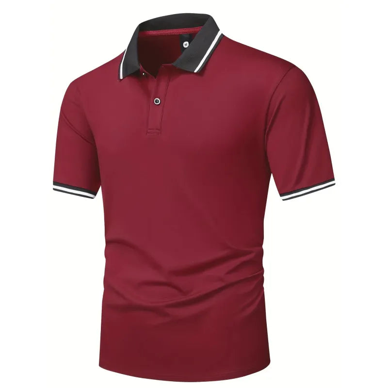 Herrens Kontrastkrage Slim Fit Kortärmad Polo T-shirt