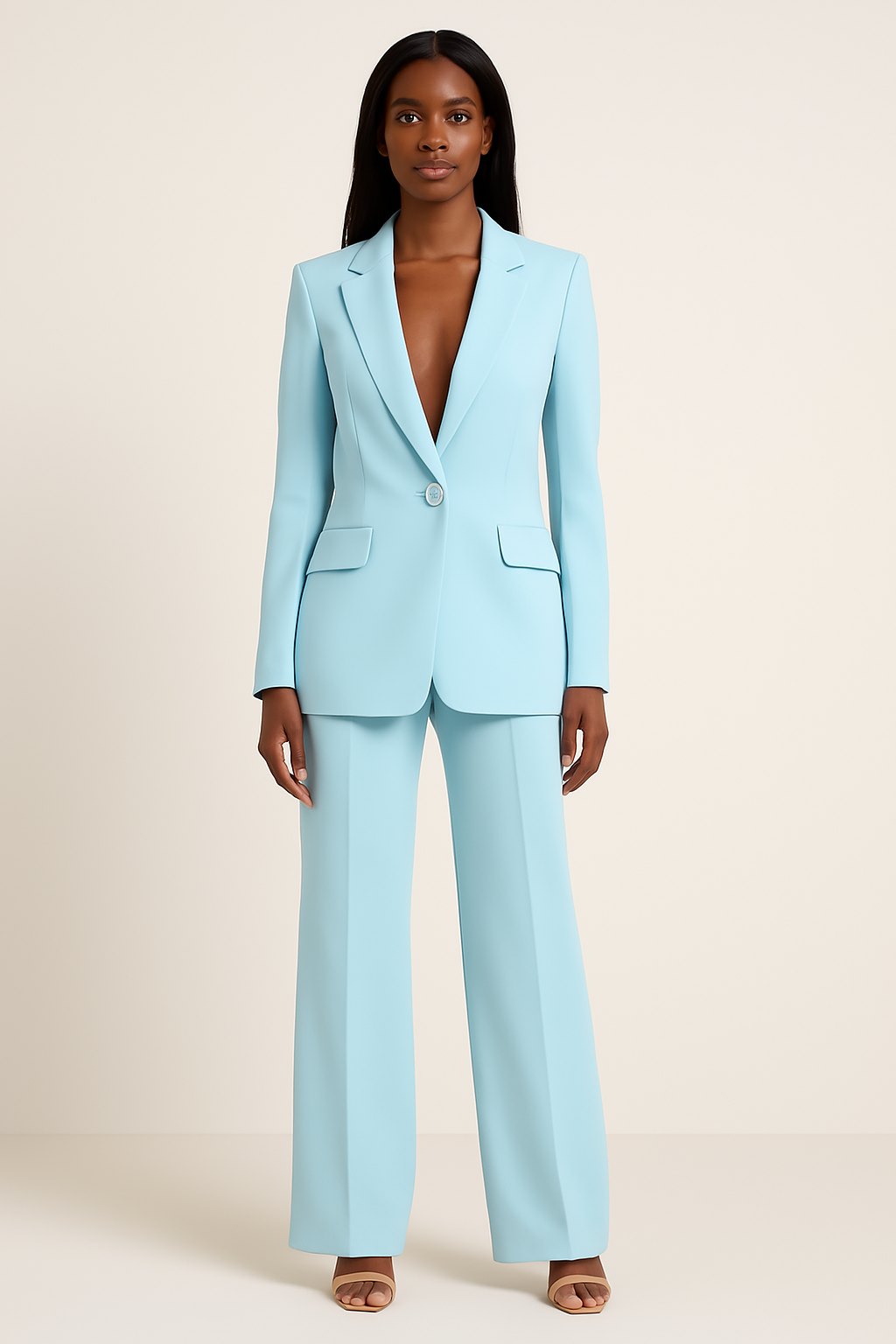 Damernas skräddarsydda blazer och vida byxor set