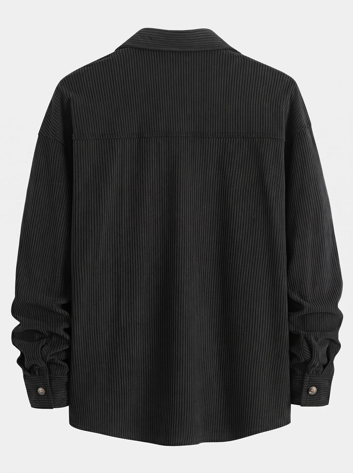 Herrars Corduroy Skjorta och Cargo Jogger Set – Avslappnad Höst Streetwear Co-Ord