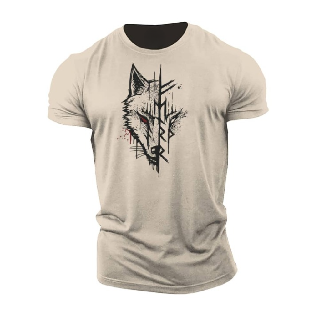Herrens grafiska tryckta bomullst-shirt med kort ärm