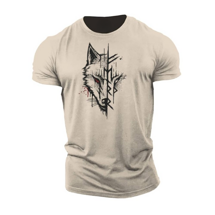 Herrens grafiska tryckta bomullst-shirt med kort ärm