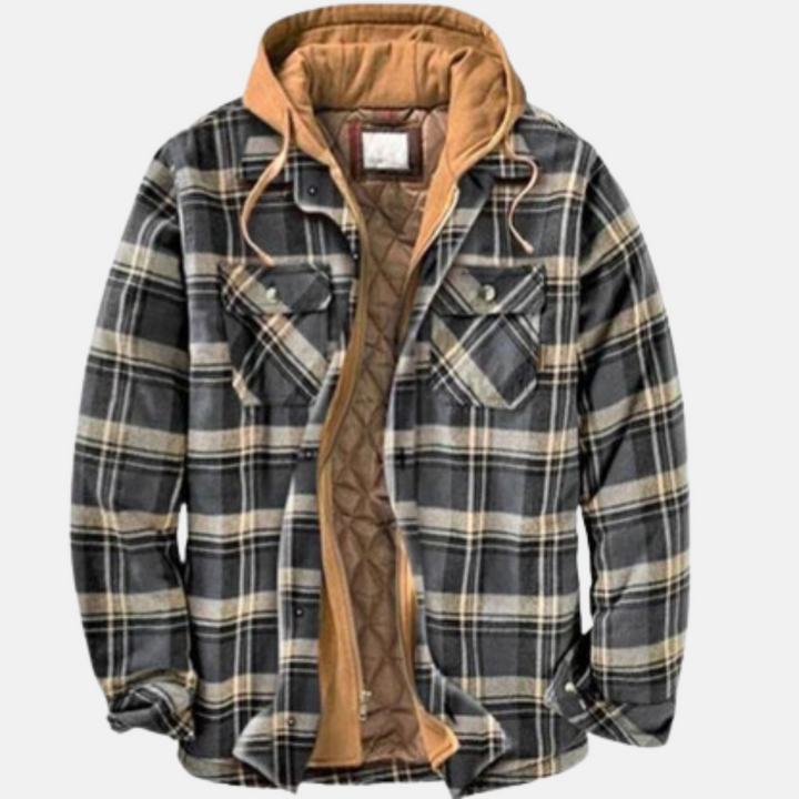 Herrarnas Varm Hooded Overshirt Jacka – Tryckt Vadderad Lager för Utomhusbruk