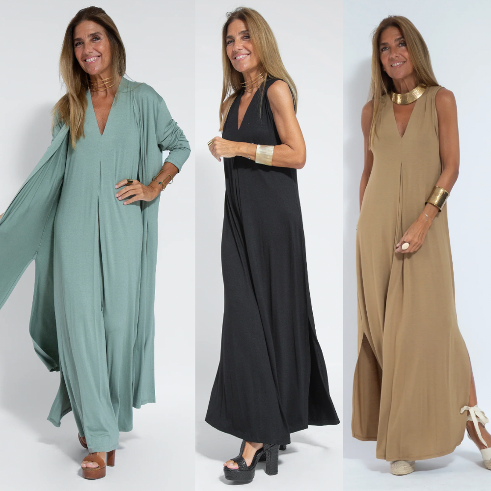 Kvinnors Stretch Maxi Klänning och Cardigan Set – Elegant Tvådelad Outfit för Arbete och Smart Avslappnad Klädsel