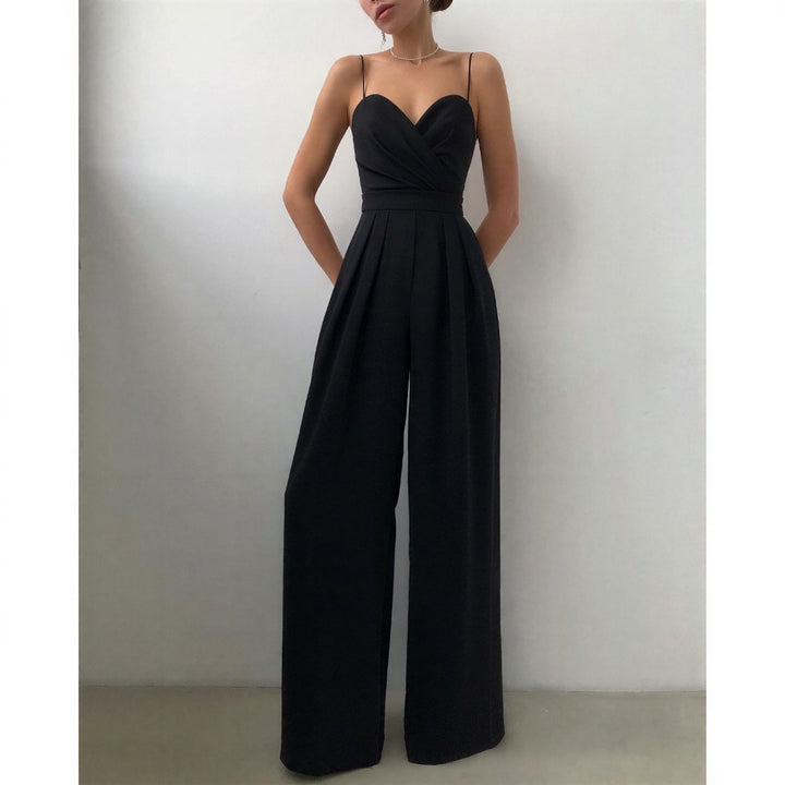 Kvinno Jumpsuit för Bröllopsgäster – Hjärtformad Bodice med Palazzo Ben och Fickor för Sommar Evenemang