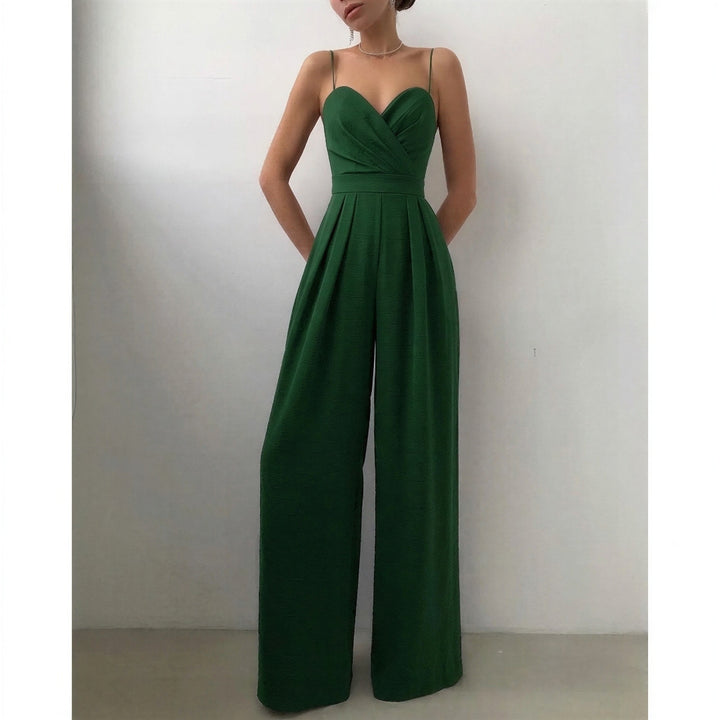 Kvinno Jumpsuit för Bröllopsgäster – Hjärtformad Bodice med Palazzo Ben och Fickor för Sommar Evenemang