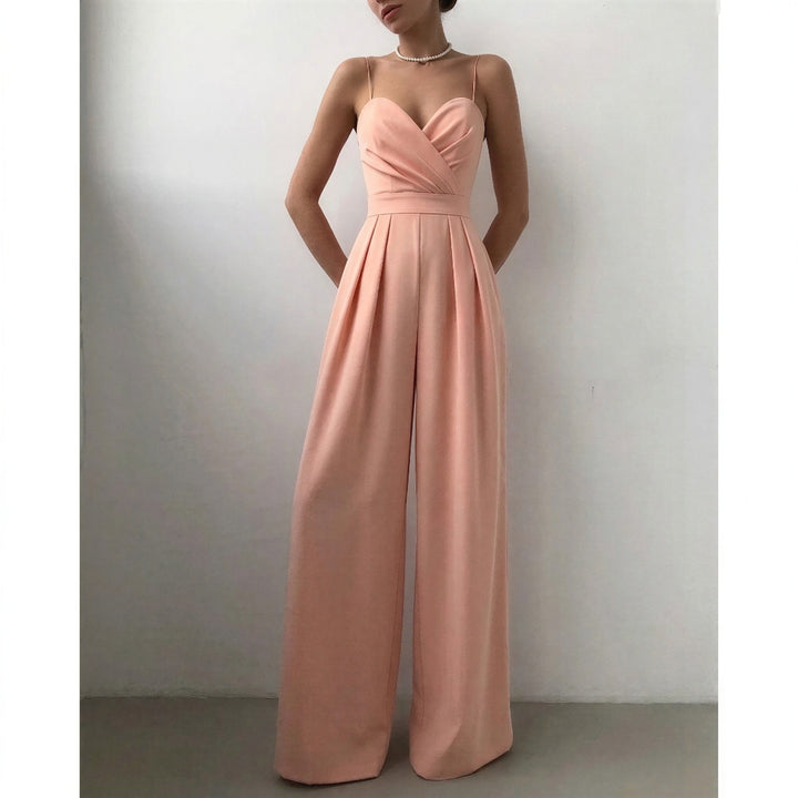 Kvinno Jumpsuit för Bröllopsgäster – Hjärtformad Bodice med Palazzo Ben och Fickor för Sommar Evenemang