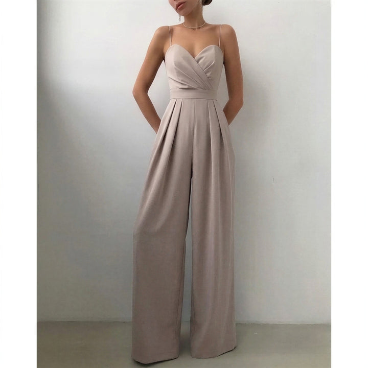 Kvinno Jumpsuit för Bröllopsgäster – Hjärtformad Bodice med Palazzo Ben och Fickor för Sommar Evenemang