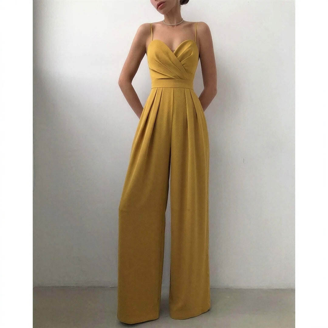 Kvinno Jumpsuit för Bröllopsgäster – Hjärtformad Bodice med Palazzo Ben och Fickor för Sommar Evenemang