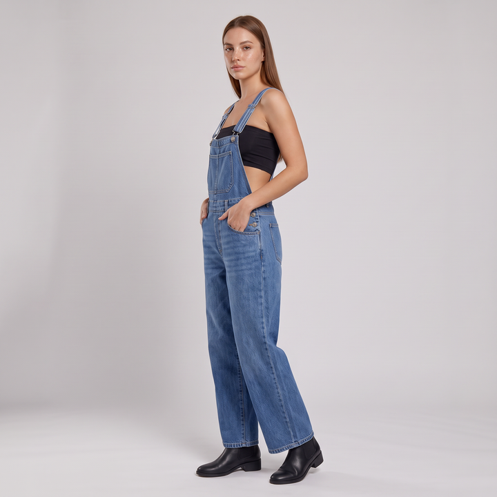 Kvinnors Avslappnade Denim Hängselbyxor – Nyttiga Overall för Avslappnad Vardaglig Lager