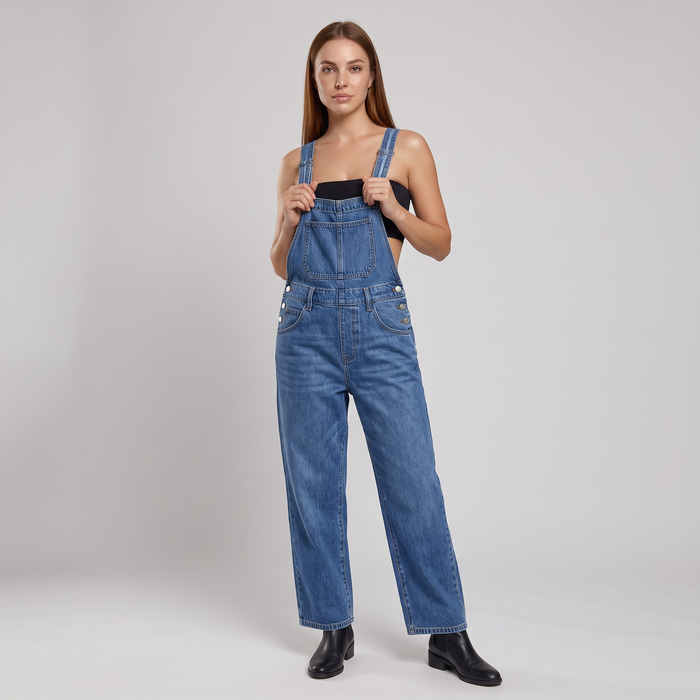 Kvinnors Avslappnade Denim Hängselbyxor – Nyttiga Overall för Avslappnad Vardaglig Lager