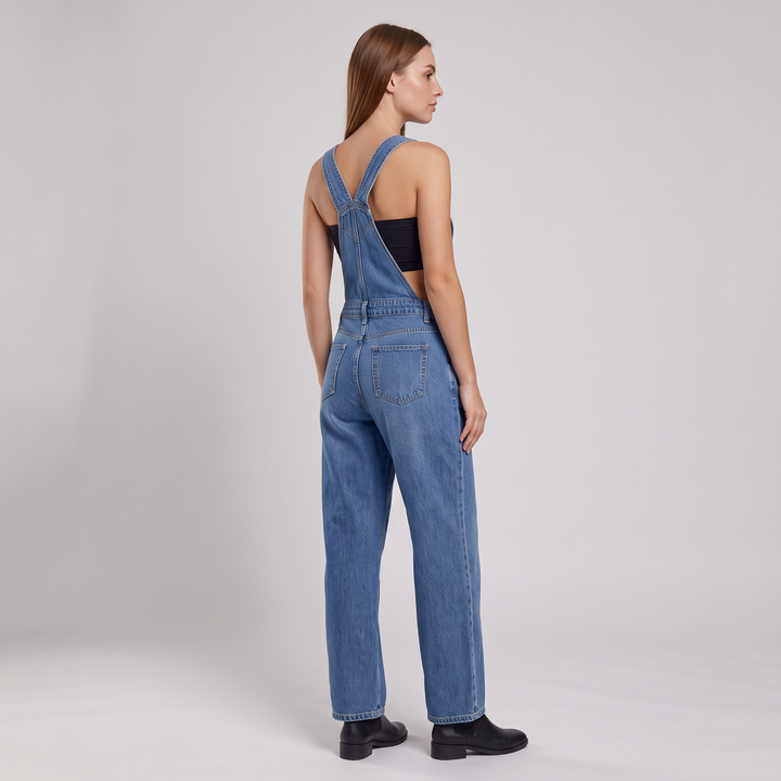Kvinnors Avslappnade Denim Hängselbyxor – Nyttiga Overall för Avslappnad Vardaglig Lager