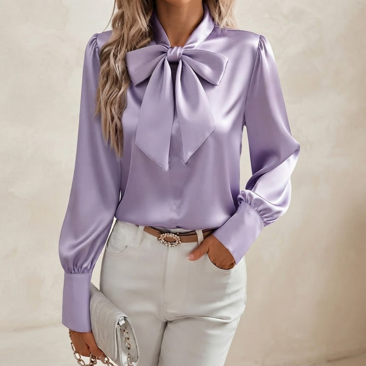 Kvinnors Blus Satin Slips Hals Utsmyckad Ärmtopp