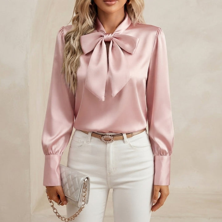 Kvinnors Blus Satin Slips Hals Utsmyckad Ärmtopp