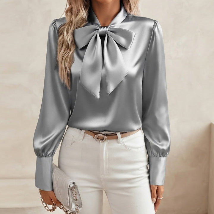 Kvinnors Blus Satin Slips Hals Utsmyckad Ärmtopp