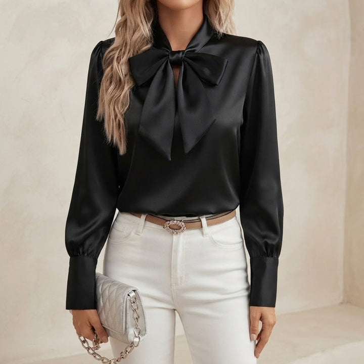 Kvinnors Blus Satin Slips Hals Utsmyckad Ärmtopp