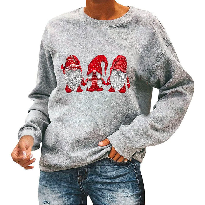 Dam Julnissar Sweatshirt med Rund Hals och Lång Ärm
