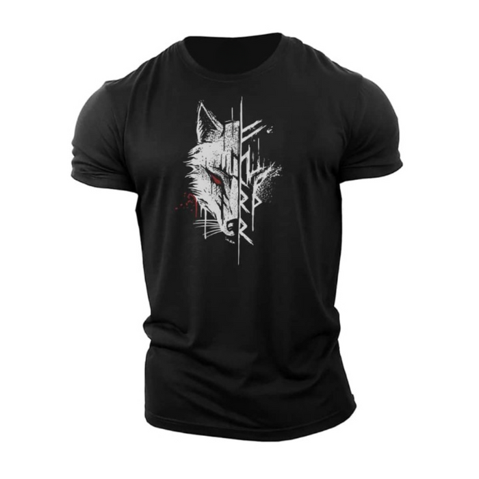 Herrens grafiska tryckta bomullst-shirt med kort ärm