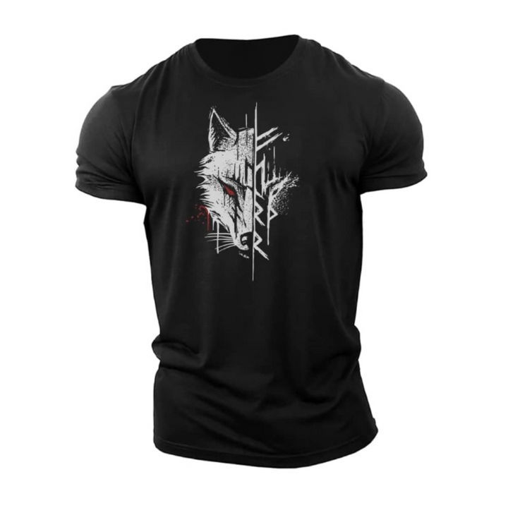 Herrens grafiska tryckta bomullst-shirt med kort ärm