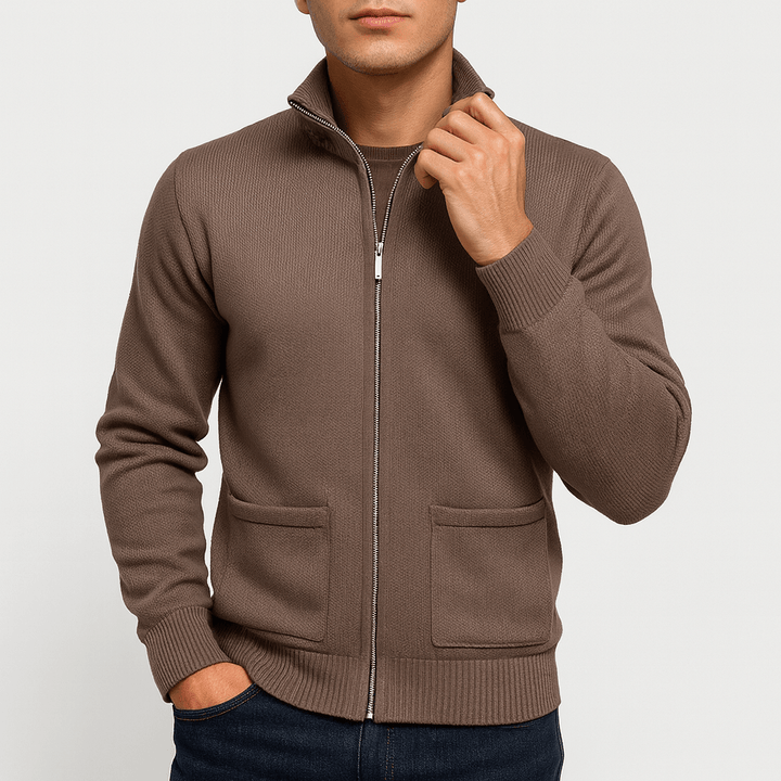 Herrarnas bomull zip cardigan – Lätt och andningsbar lager för kontor och helg