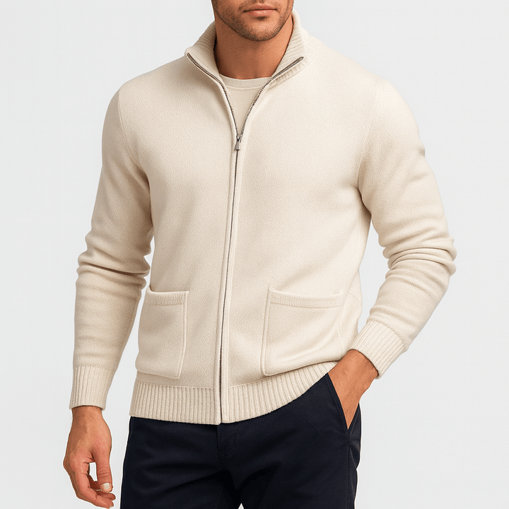 Herrarnas bomull zip cardigan – Lätt och andningsbar lager för kontor och helg
