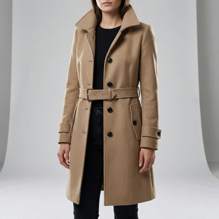 Dam Trenchcoat med Dubbla Knapprader och Justerbart Bälte