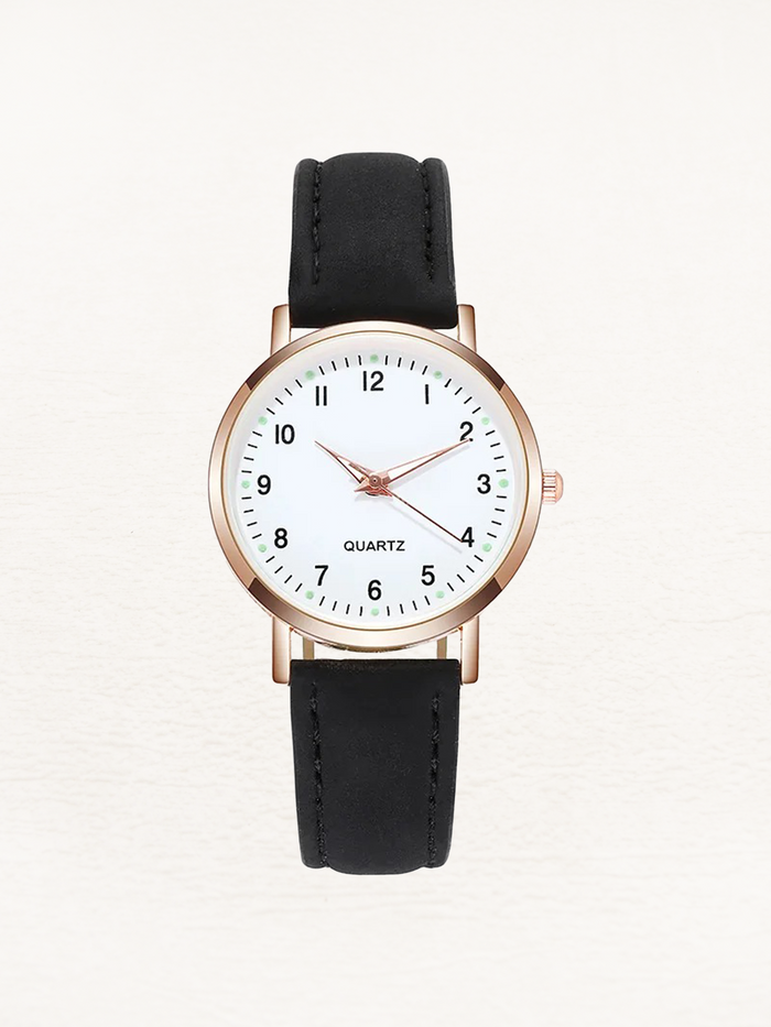 Kvinnors Klassiska Rund Dial Läderrem Armbandsur