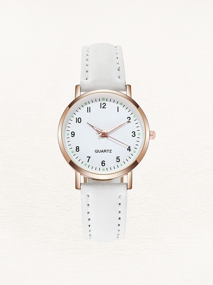Kvinnors Klassiska Rund Dial Läderrem Armbandsur
