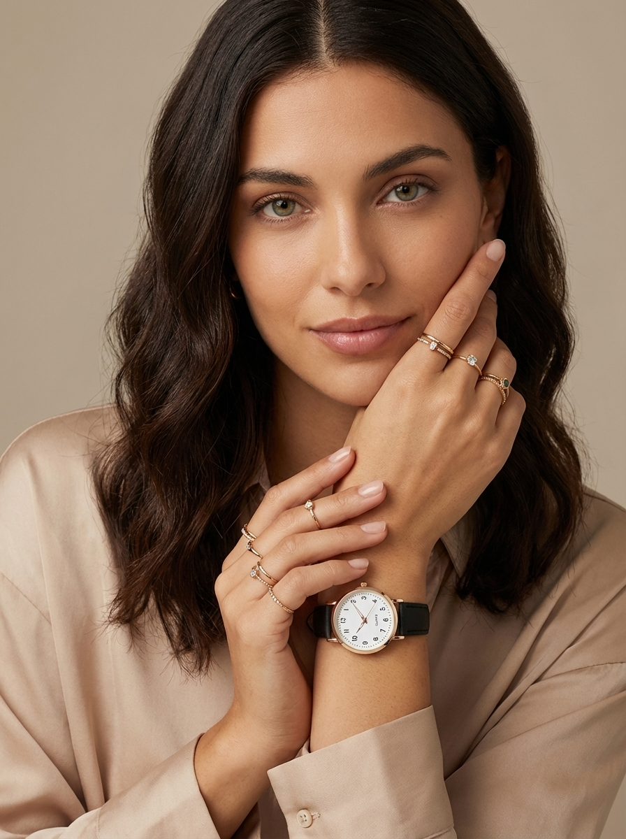 Kvinnors Klassiska Rund Dial Läderrem Armbandsur