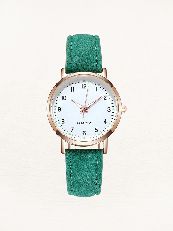 Kvinnors Klassiska Rund Dial Läderrem Armbandsur