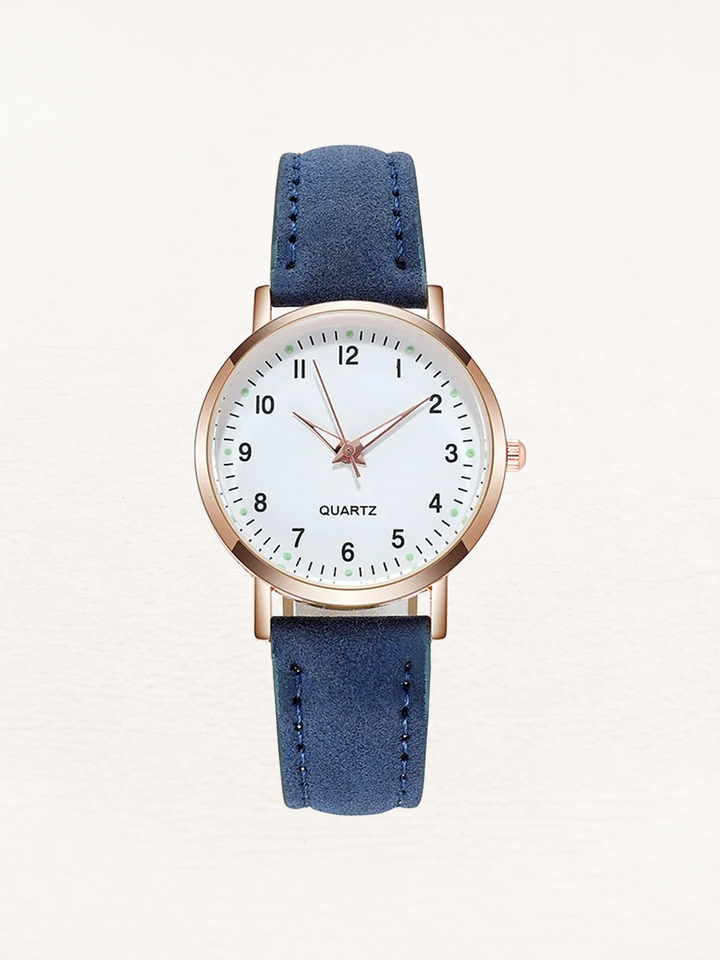 Kvinnors Klassiska Rund Dial Läderrem Armbandsur
