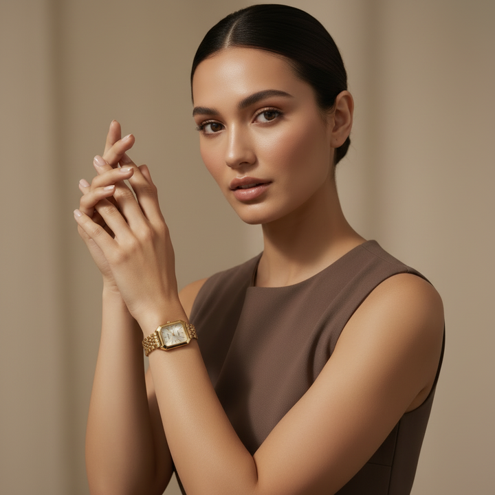 Kvinnors Geometriska Urskiva Kedjestrap Elegant Armbandsur