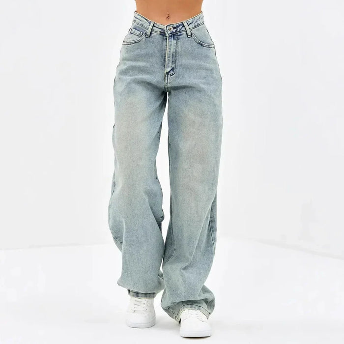 Kvinnors Baggy Jeans Avslappnad Passform Bred Ben Denim Stil