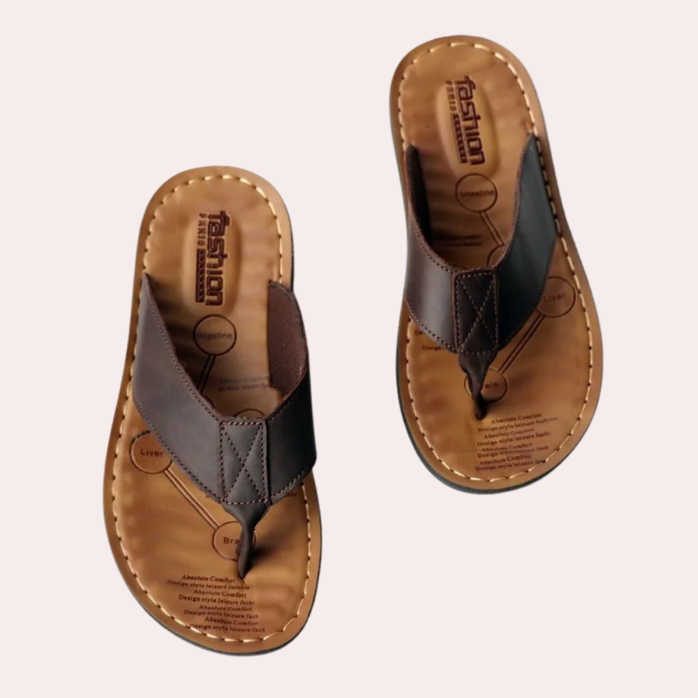 Herrskinns Flip-Flop Sandaler med Tåpost för Sommaren