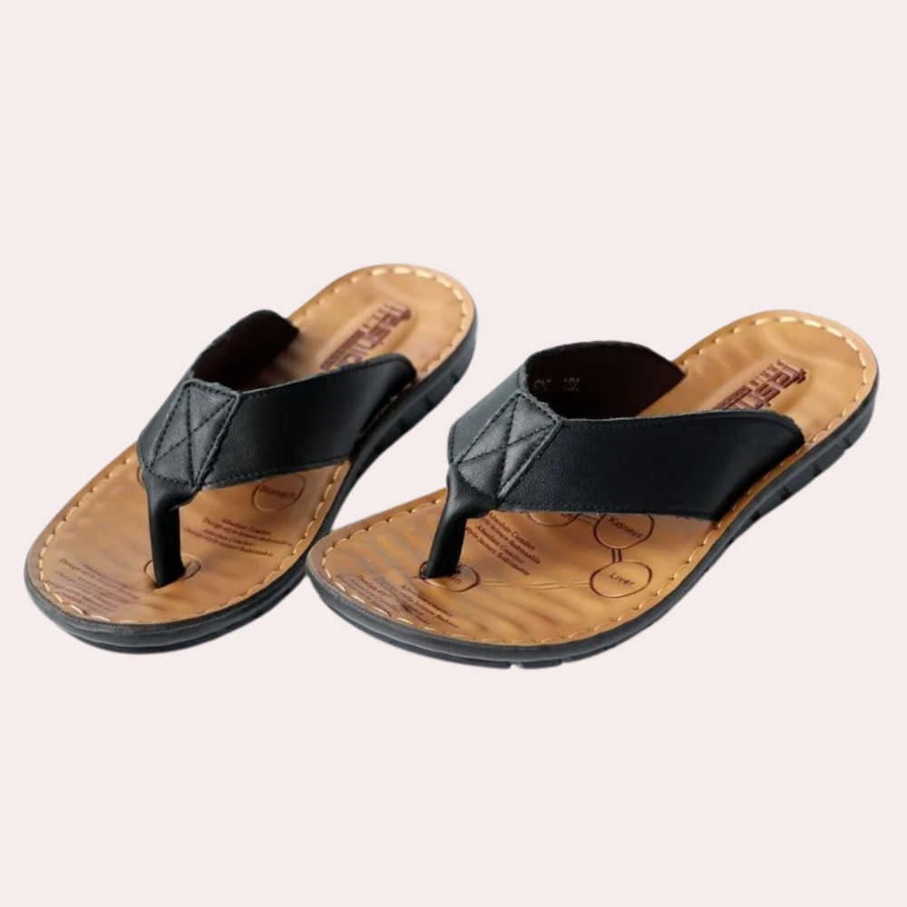 Herrskinns Flip-Flop Sandaler med Tåpost för Sommaren