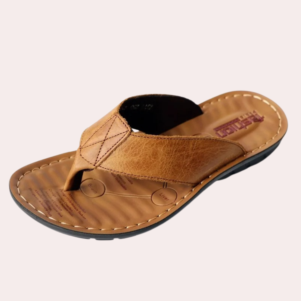 Herrskinns Flip-Flop Sandaler med Tåpost för Sommaren