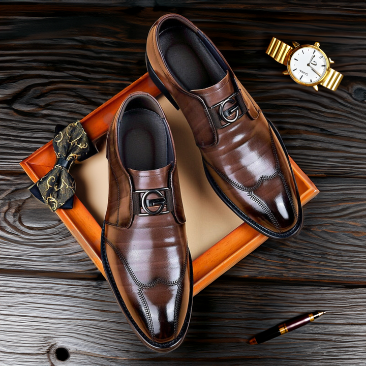 Herrskor i läder med monk-strap – Polerade spänneskor för affärs- och kvällsbruk