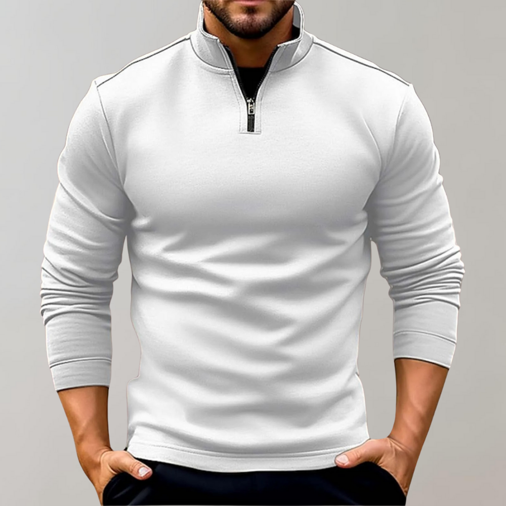 Herrars Halvdraget Tröja Fitted Långärmad Smart Casual Stickad