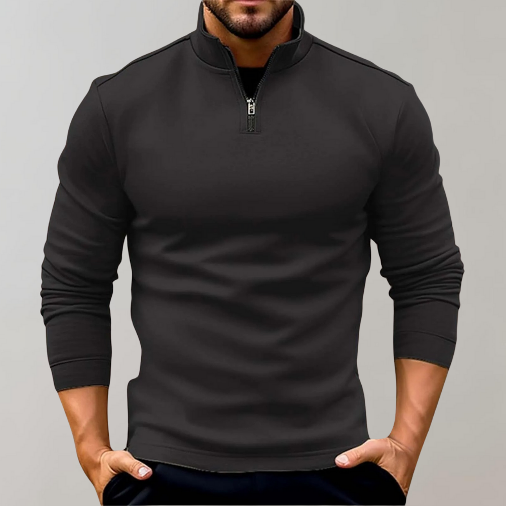 Herrars Halvdraget Tröja Fitted Långärmad Smart Casual Stickad