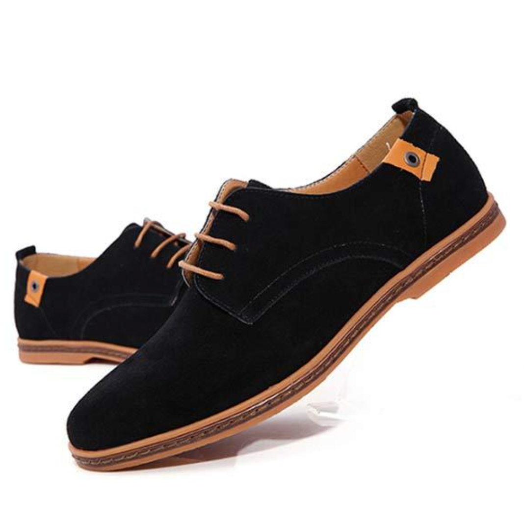 Herr Derby Skor Suede Textur Snörning Sula Detalj