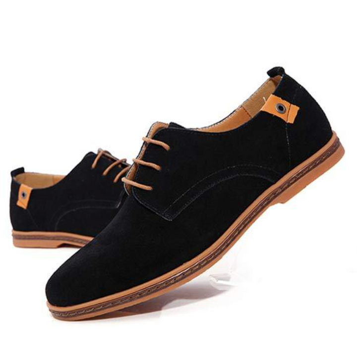 Herr Derby Skor Suede Textur Snörning Sula Detalj