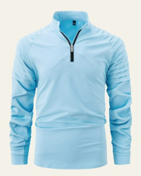 Herrars långärmad polo med kvartdragkedja – Slimmad smart-casual stil för höst och vinter