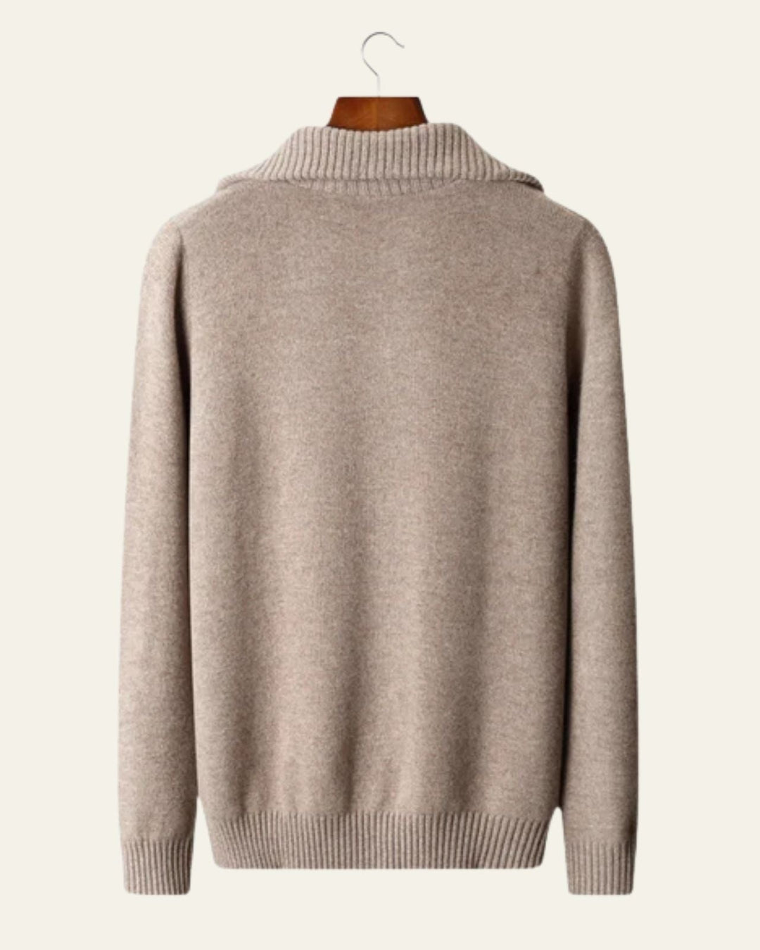 Herrarnas Quarter-Zip Kabeltröja – Strukturerad Hög-Krage Stickad för Kallt Väder