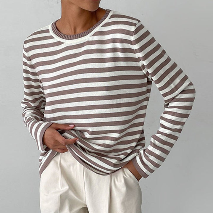 Kvinnors Avslappnad Crew Neck Tröja – Casual Långärmad Lager för Vår och Höst