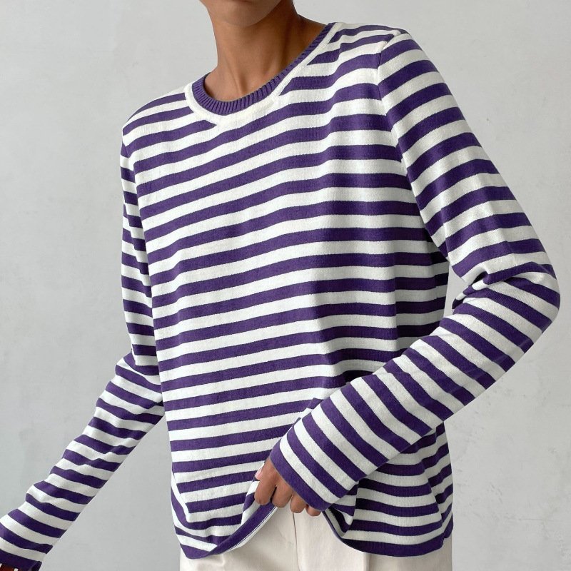 Kvinnors Avslappnad Crew Neck Tröja – Casual Långärmad Lager för Vår och Höst