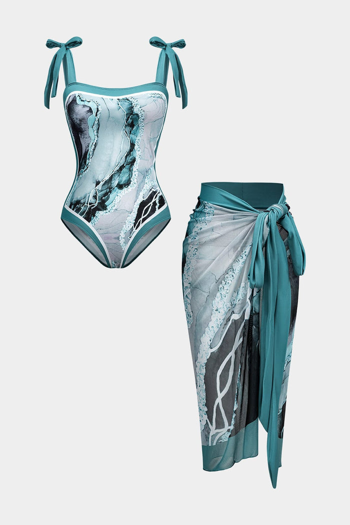 Kvinnors Tryckt Badset Marmor Effekt Wrap Sarong