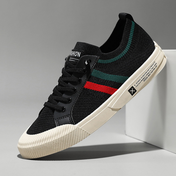 Herrarnas randiga stickade sneakers lätta avslappnade vardagsskor