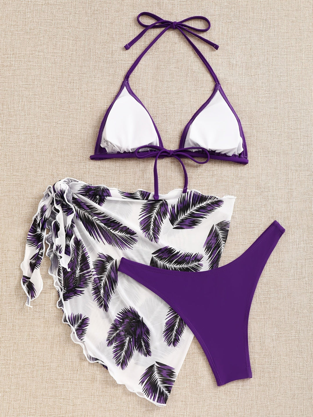 Kvinnors Bikiniset Tryckt Wrap Halter Badkläder