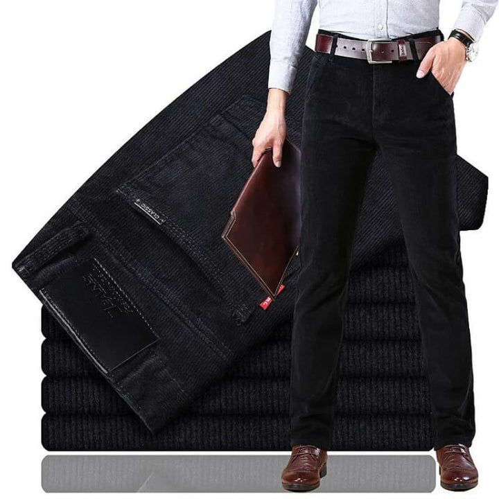 Herrens Bomullsblandning Corduroy Byxor – Rakt Snitt Smart Casual Kläder för Höst och Vinter