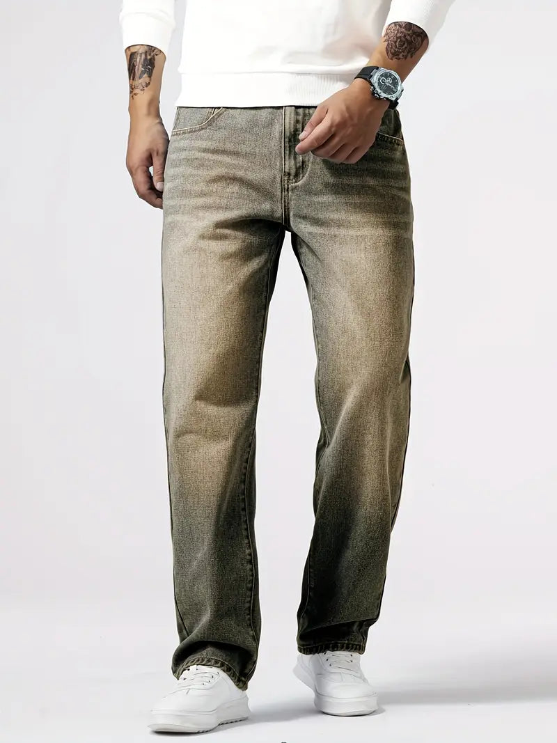 Herr Stretchjeans Mjuk Tyg Bekväm Passform Varje Dag Avslappnad Flexibel Stilig Denimbyxor