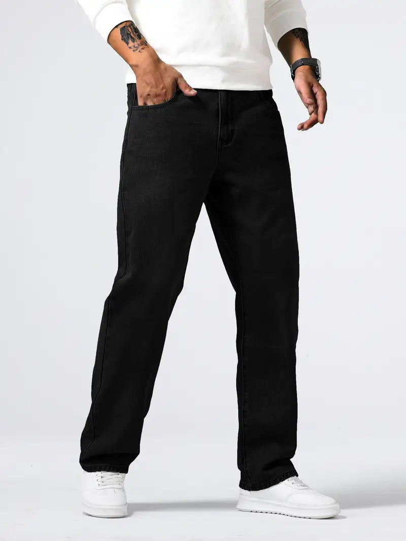 Herr Stretchjeans Mjuk Tyg Bekväm Passform Varje Dag Avslappnad Flexibel Stilig Denimbyxor